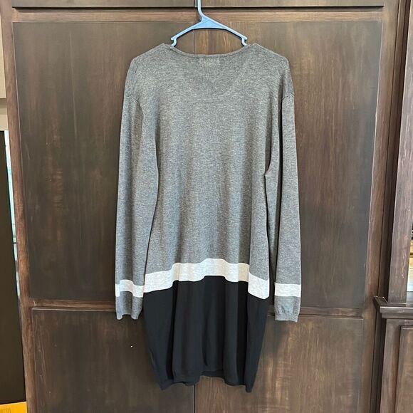 NWT Charlie Paige Gray Black Long Sleeve Sweater Dress Large - Picture 3 of 7